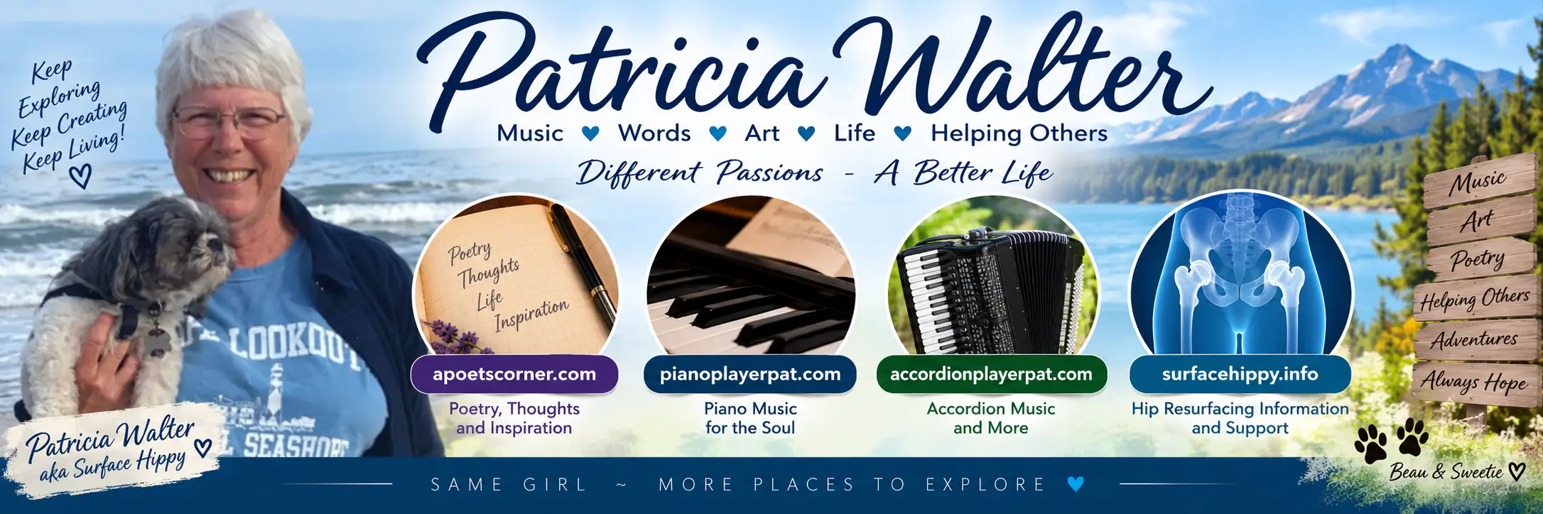 Patricia Walter, Poet, Musician and Webmaster/Owner of Surfacehippy.info